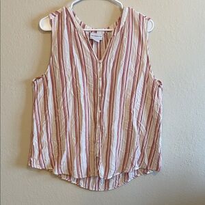 Liz Claiborne Sleeveless Striped Blouse in Pink and Cream